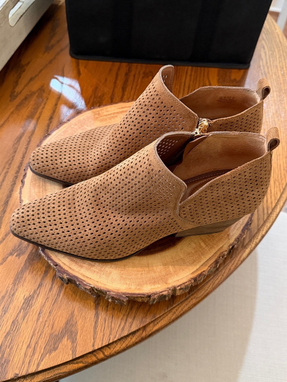 Franco Sarto Women's Perforated Suede Ankle Booties - Tan